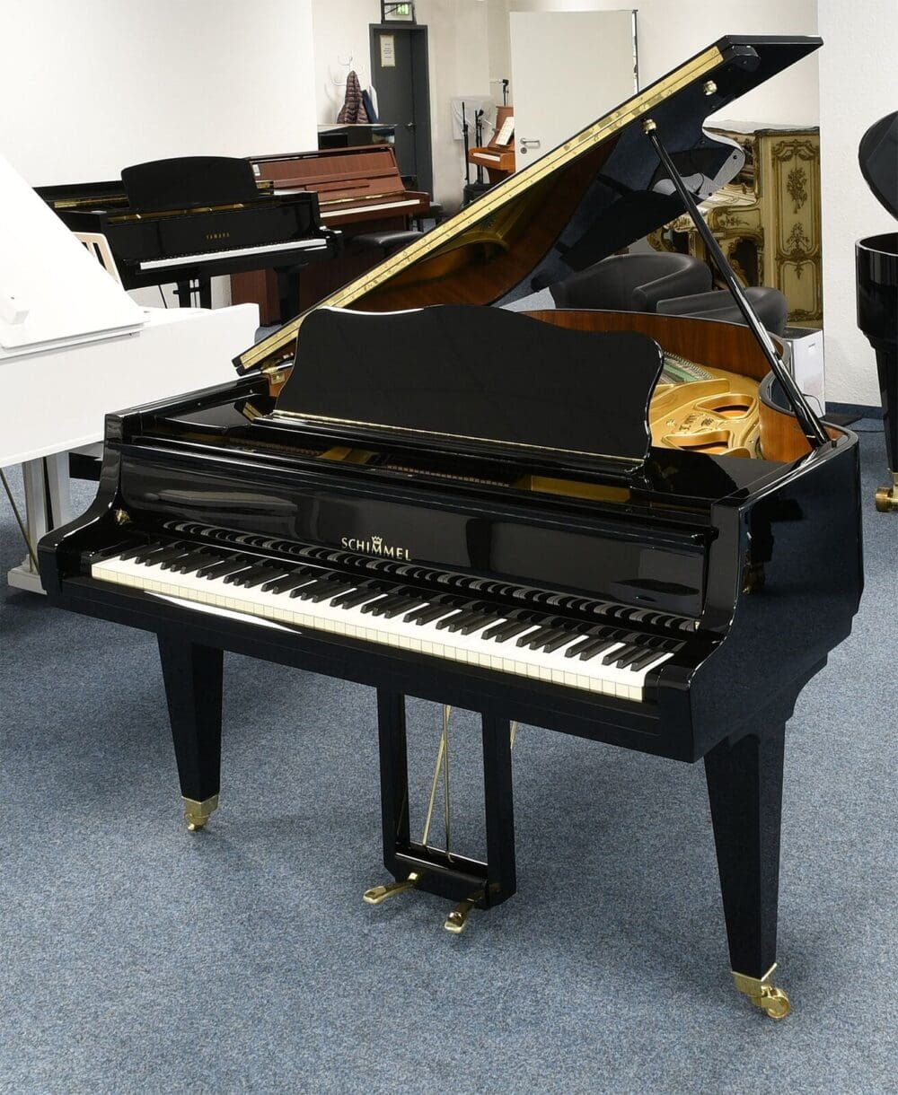 Gebrauchter Schimmel Flügel in Hochglanz Schwarz, 174 cm