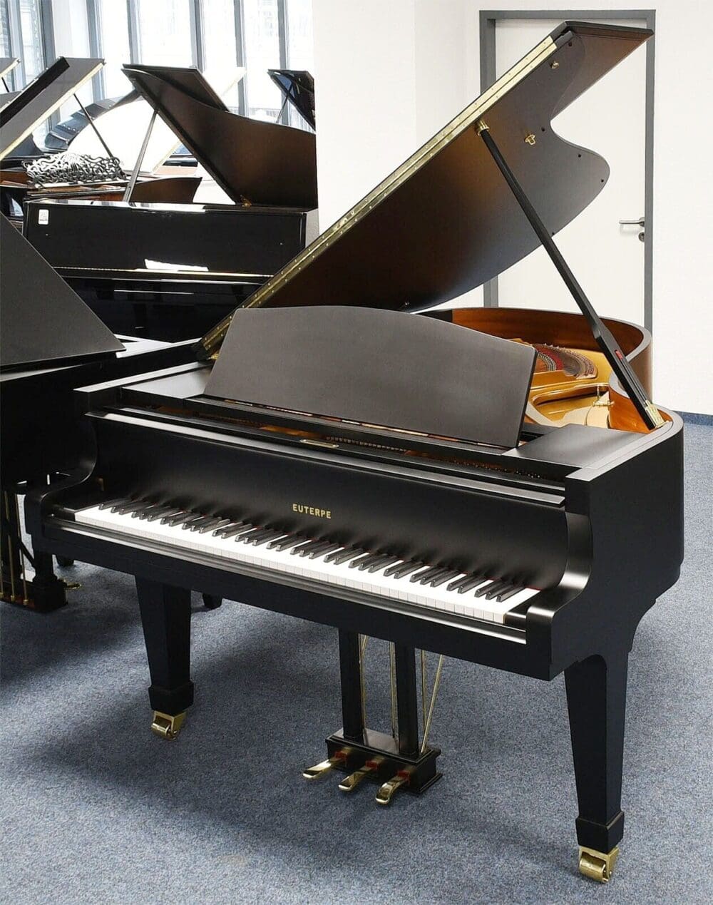 Gebrauchte Euterpe Flügel, neu lackierte schwarze Oberfläche, Baujahr 1985